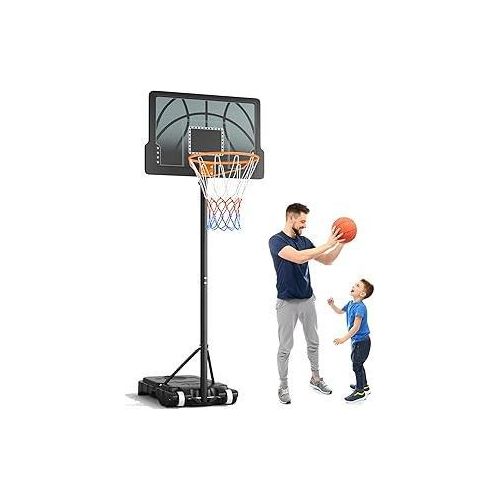 Basketballkorb Outdoor Kinder,Basketballkörbe mit Ständer Höhenverstellbar 110-210cm,Tragbarer Basketballkorb Indoor/Outside Wetterfest Schwarz