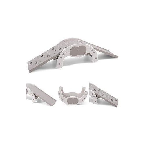 Klettergerüst Indoor mit 2 Doppelseitigen Kletterbrettern, 3 in 1 Kinderrutsche, Baby Klettergerüst, Grau