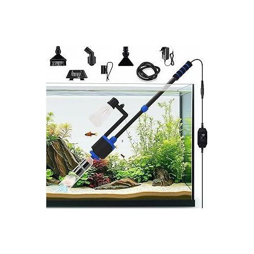AQQA Aquarium Mulmsauger,6 in 1 Elektrisch Aquarium Wasserwechsel,36W Einstellbar Aquarien Staubsauger,Aquarium Sand Kies Reiniger Set,für Wasserwechsel,Sandwaschen,Filterung und Wasserumwälzung