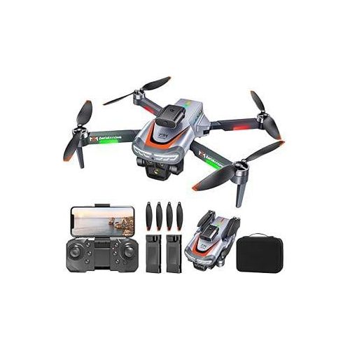 Drohne Mit 4K-Kamera, Lokalisierung des Lichtstroms in der Schwebe, 360°-Hindernisvermeidungskopf, Bürstenloser Motor, Ferngesteuerte Drohne mit 2 Akkus – Grau