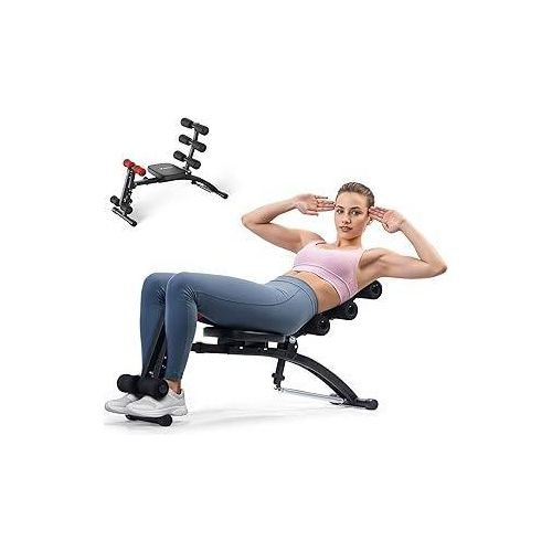 MERACH Bauchtrainingsgerät, Verstellbare Sit-Up-Bank, Bauchmuskel-Trainingsgerät für Heimfitnessstudio für Taille Bauch Hüften Beine, Max 136KG, für Sit-Ups/Luftfahrrad/Beinheben etc.