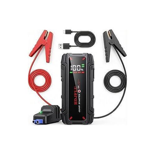 Starthilfe powerbank für pkw: 6000A UltraSafe Starthilfe Powerbank – 12V Lithium-Starthilfegerät & Starterkabel – Tragbarer Booster für Benziner bis 8.0L & Diesel bis 6.0L?with LED Lights