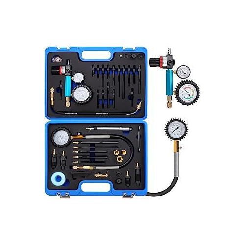 KAOLALI 46tlg Kompressionstester, Druckverlusttester 0-50 Bar | 0-725 Psi, Diesel und Benzinmotoren Motor Kompressionsprüfer, für HDI,TDCi, Kfz PKW LKW M24, M22, M20, M14, M12, M10, M8