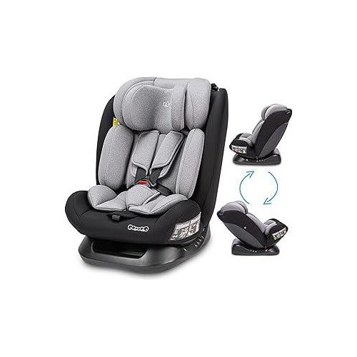 Booboo Safety London Kindersitz ohne Isofix i-Size Reboarder, von 40 bis 150 cm, Baby Autositz- Black Grey