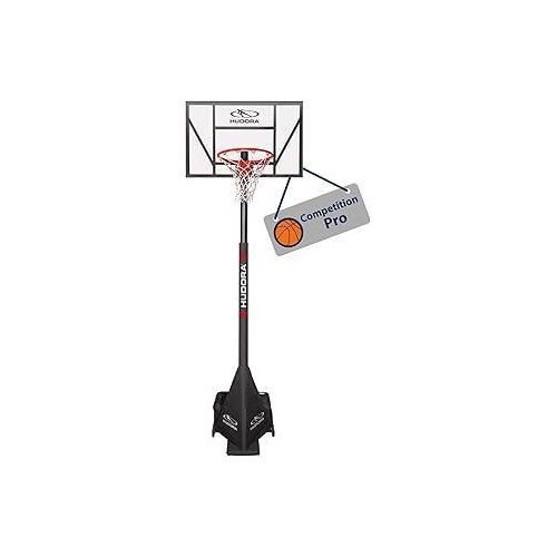 HUDORA Basketballständer Competition Pro - Höhenverstellbarer Basketballkorb Mit Ständer Für Kinder, Jugendliche & Erwachsene - Mobiler Outdoor Stand-Basketballkorb Mit Rollen