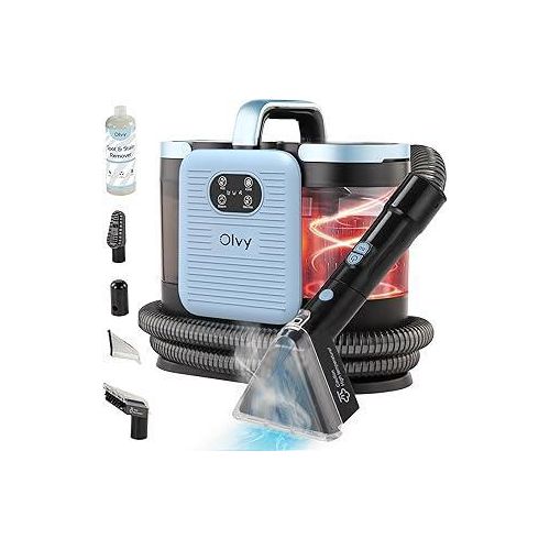 Olvy Teppichreiniger PRO – Nasssauger Polsterreiniger mit Dampf – 100°C Steam Cleaner – Sofa Reiniger Gerät – Polster Sauger Nass – inkl. Reinigungsmittel – 1650W – Matratzenreiniger