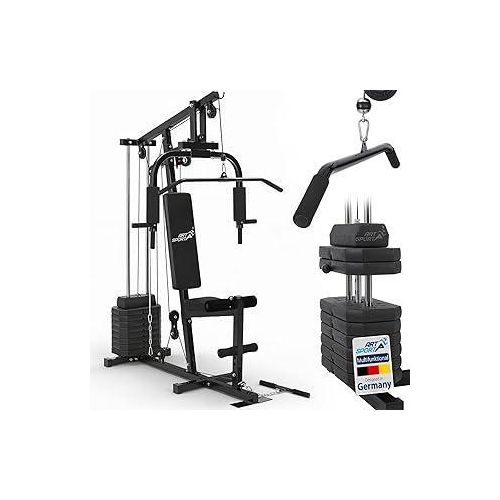 ArtSport Kraftstation ProfiGym 2000 mit Latzug- & Butterflystange, Seilzug & Beinstrecker - 9 Gewichte mit 40kg - Multistation Krafttraining Zuhause