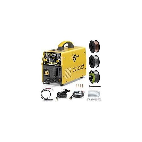 200A MIG MAG Schweißgerät, 6 In 1 Multiprozess Schutzgas Schweißgerät mit Flux Fülldraht/MAG/MIG Schutzgas Schweißgerät/MMA E-hand/Lift-WIG-Schweißen, Smartkühlung & Überhitzungsschutz