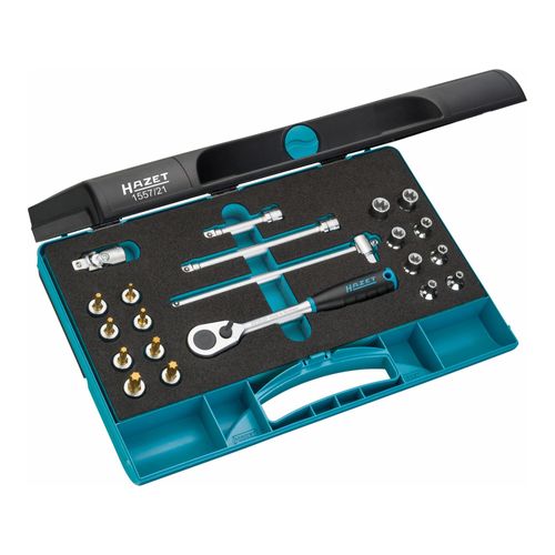 HAZET Werkzeug-Satz TX 1557/21 Vierkant hohl 10 mm (3/8 Zoll) Außen TX Profil, Innen TX Profil Anzahl Werkzeuge: 21)