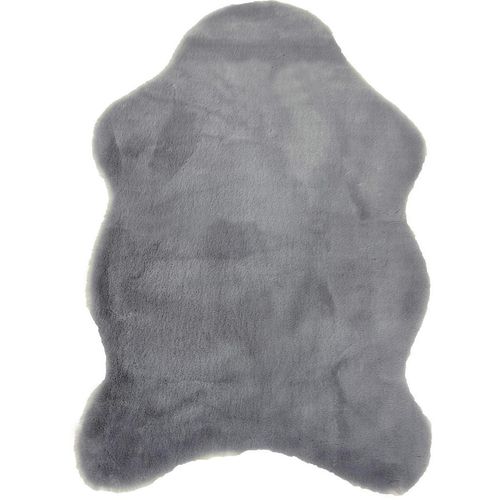 Novel Kunstfell, Grau, Textil, Tierform, 40x60 cm, waschbar, Teppiche & Böden, Teppiche, Fellteppiche