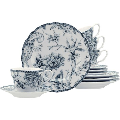 Kaffeeservice CREATABLE "Adelaide, Service 12-tlg.", blau, 12, Porzellan, Geschirr-Sets, Kaffeeservice, Nostalgischer Vintage Dekor, Elegante Form