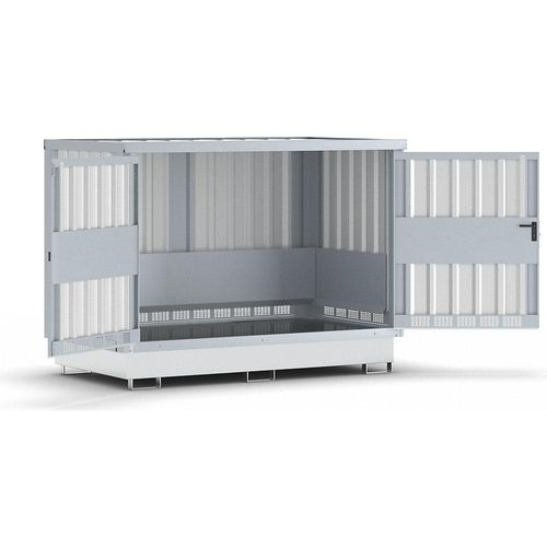 eurokraft pro Stahl-Gefahrstoffdepot, für 2 x 1000-l-IBC/KTC, verzinkt