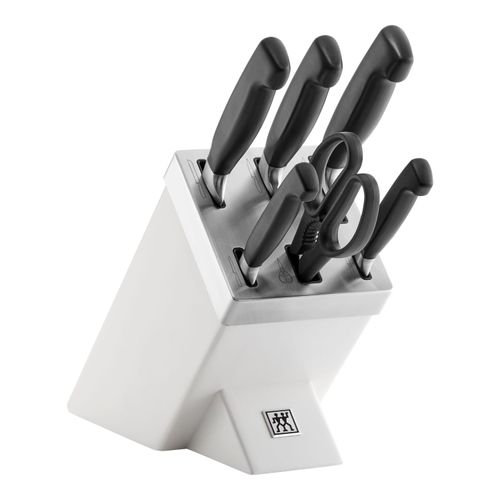 ZWILLING VIER STERNE 7-tlg, Selbstschärfender Messerblock, Weiß