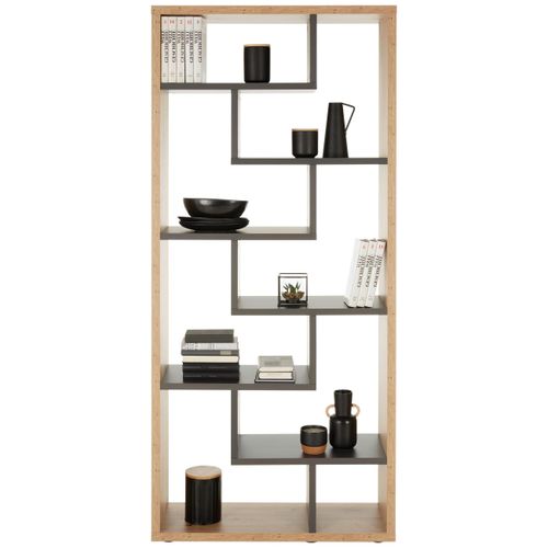 Raumteiler in Grau/Eichefarben