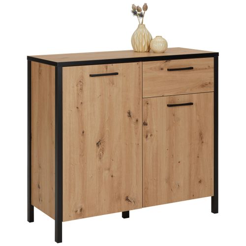 Kommode in Eichefarben/Schwarz