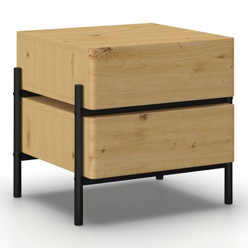 Nachttisch Jasmina Schwarz/Eichefarben MDF