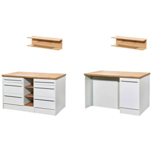 Kücheninsel Grabriel ca. 150x91x90 Weiß Hochglanz