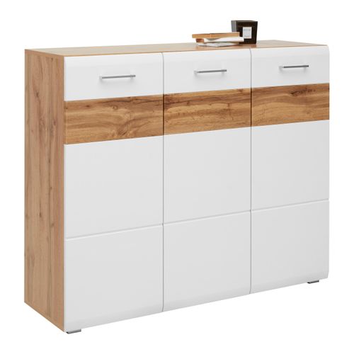 Schuhschrank in Weiß/Eichefarben