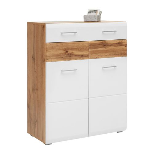 Schuhschrank in Weiß/Eichefarben