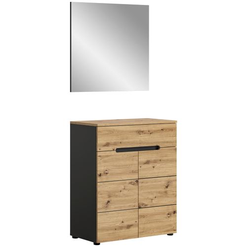 Garderobe Canu 2-teilig ca. 80x190x37cm Eiche Dekor,Grau