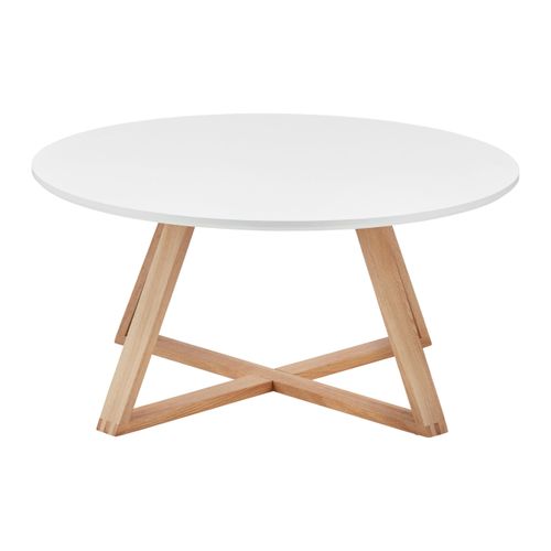 Couchtisch Mattia Eiche/Weiß MDF rund