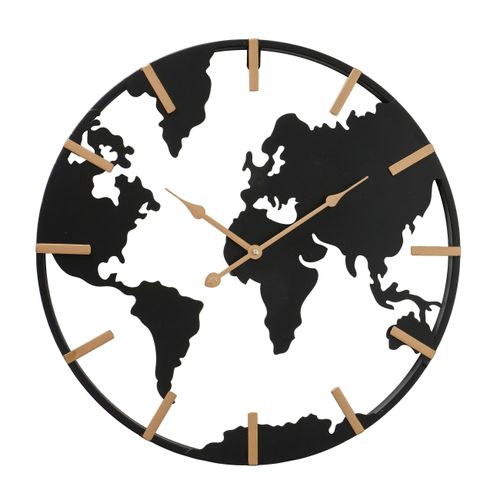 Wanduhr Earth II Schwarz/Goldfarben Ø ca. 50cm