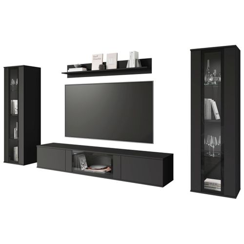 Wohnwand Caro Schwarz ca. 262x141,9x33cm