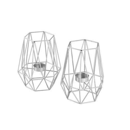Teelichthalter-Set Silberfarben, 2 Stk.