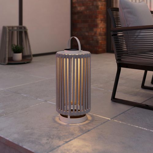 Solarleuchte Madonna Hellgrau Solar Schnurgeflecht