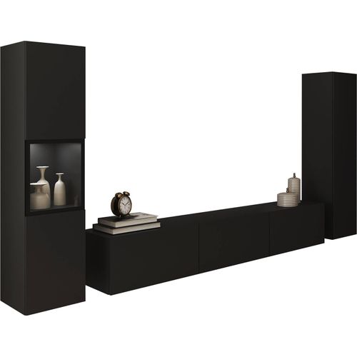 Wohnwand Berlin Schwarz ca. 240x130x31cm