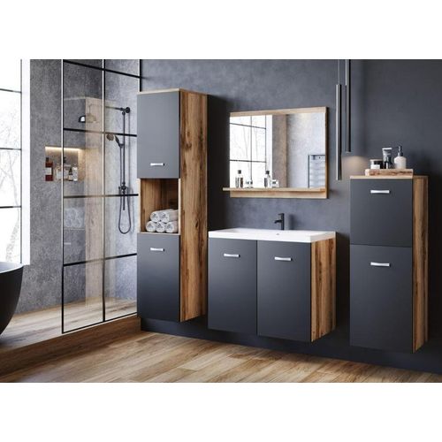 Badmöbel-Set 4-tlg. Malo ca. 140 cm Wotan/Schwarz