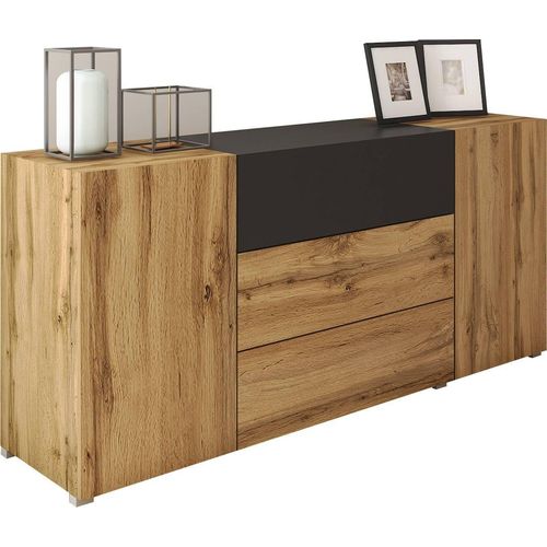 Kommode Berlin 150 Eiche Wotan/Schwarz