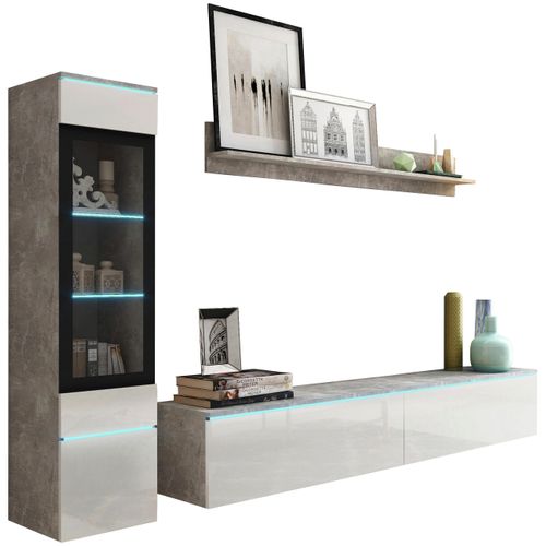 WOHNWAND VERA | BETONOPTIK/WEISS HG.