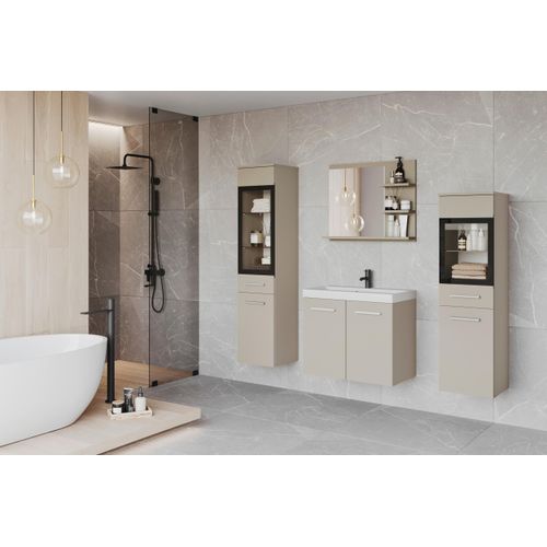 Badmöbel-Set 5-tlg. Madrit mit LED ca. 120 cm Kaschmir/Beige