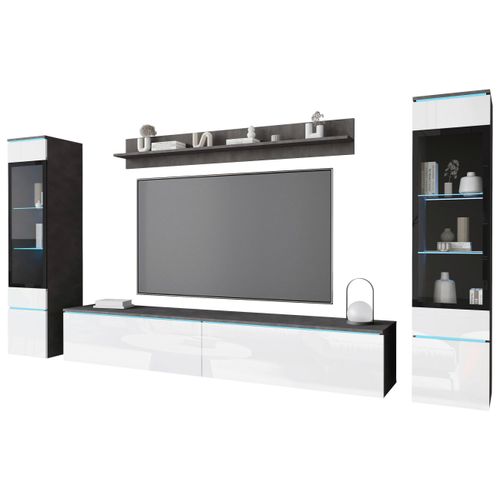 Wohnwand Vera 4-tlg. ca. 240x130 cm Anthrazit/Weiß