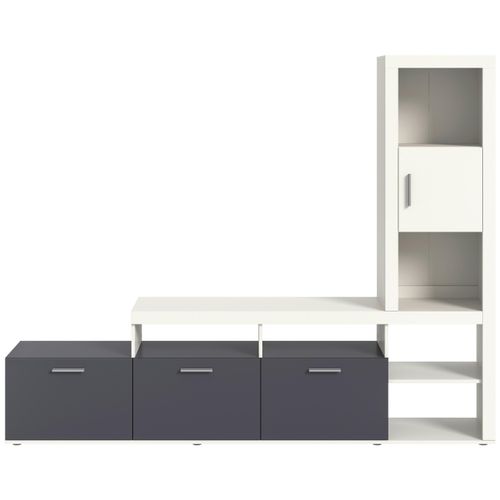 Wohnwand Jacky Anthrazit/Weiß