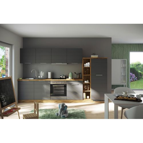 Küchenblock Florenz mit Geräten ca. 330 cm Grau/Eiche