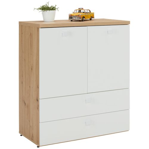 Kommode in Weiß/Eichefarben