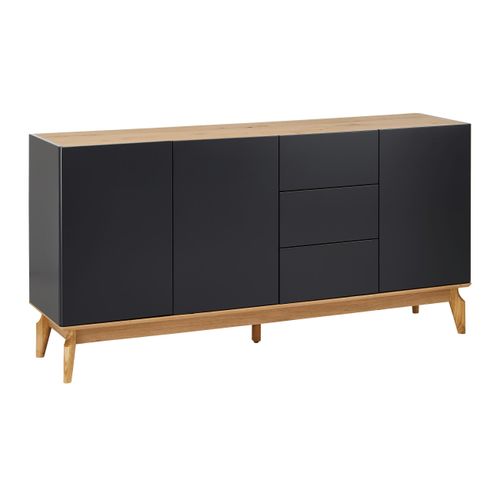 Sideboard Fosco Grau/Eichefarben MDF/Echtholz