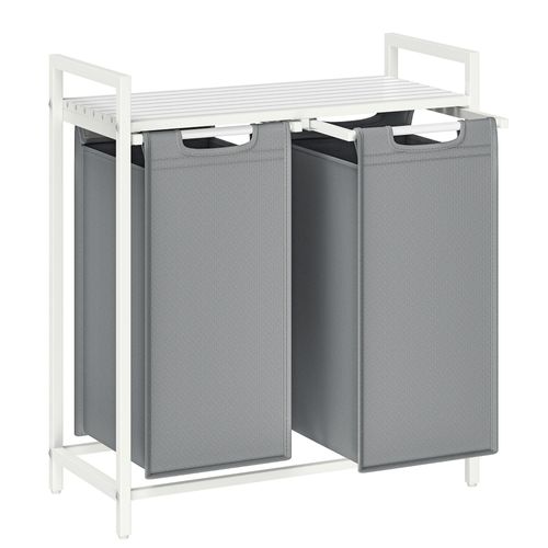 Wäschekorb ca. 73x72x33 cm Grau/Weiß