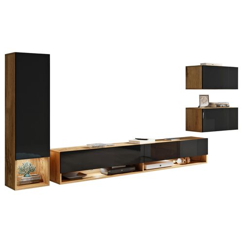 WOHNWAND AMADEO SCHWARZ 4-TEILIG