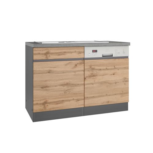 Spülenschrank Turin mit Spüle ca. 120x86 cm Graphit/Eiche