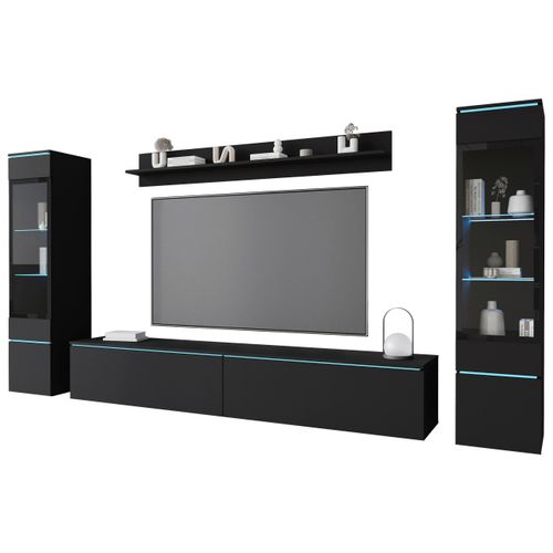 Wohnwand Vera 4-tlg. ca. 240x130 cm Schwarz