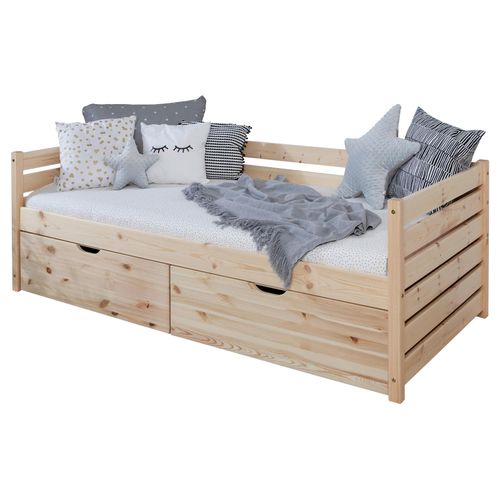 Stauraumbett Naomi mit 2 Schubkästen ca.90x200cm Kiefer