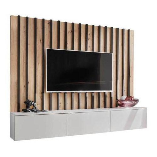 Wohnwand Verti II Hellgrau/Eiche Artisan