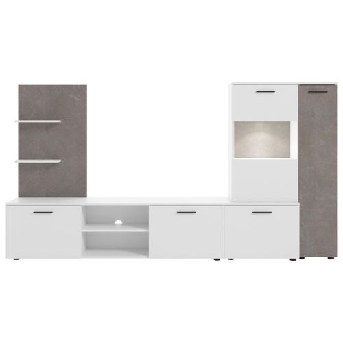 Wohnwand Malente Weiß/Dunkelgrau