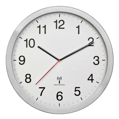 Funkuhr Wanduhr Silberfarben/Weiß