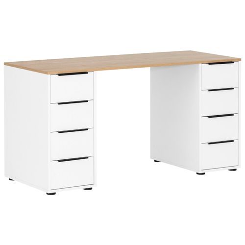Schreibtisch Elma Weiß/Eichefarben