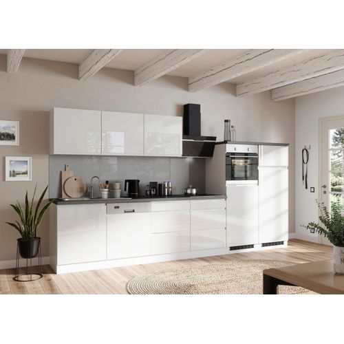 Küchenzeile Monza mit Geräten ca. 360 cm Weiß/Grau