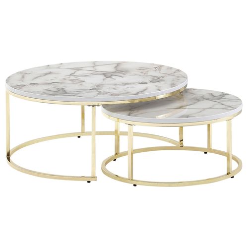 Satztisch in Weiß/Gold, 2-teilig